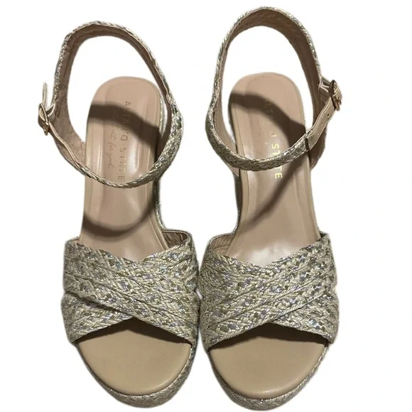 Altar'd State Metallic Woven Strap Crisscross Wedges - Picture 2 of 7